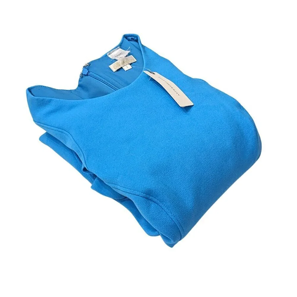 NWT SHOSHANNA Davie Cerulean Crepe Fit & Flare Mini Dress Size 2